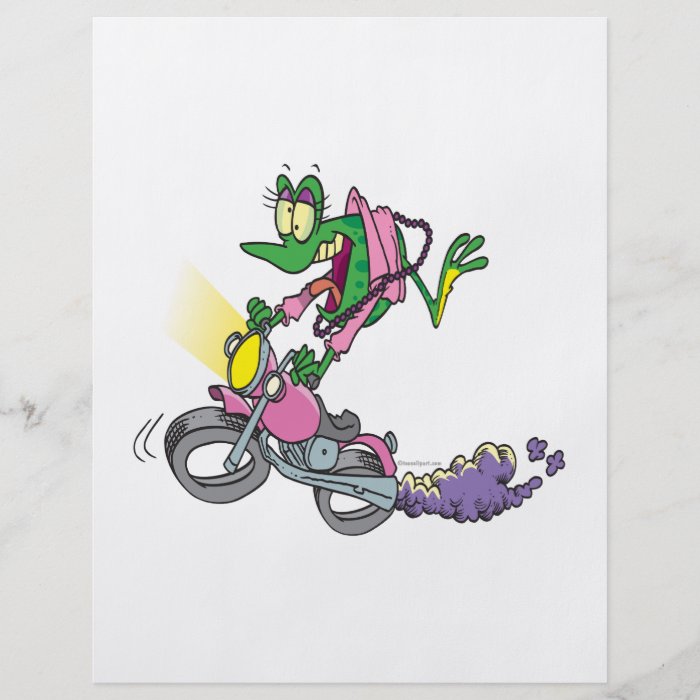 biker chick froggy frog animal cartoon flyer design