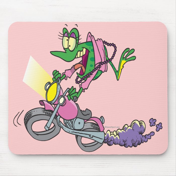 biker chick froggy frog animal cartoon mousepads