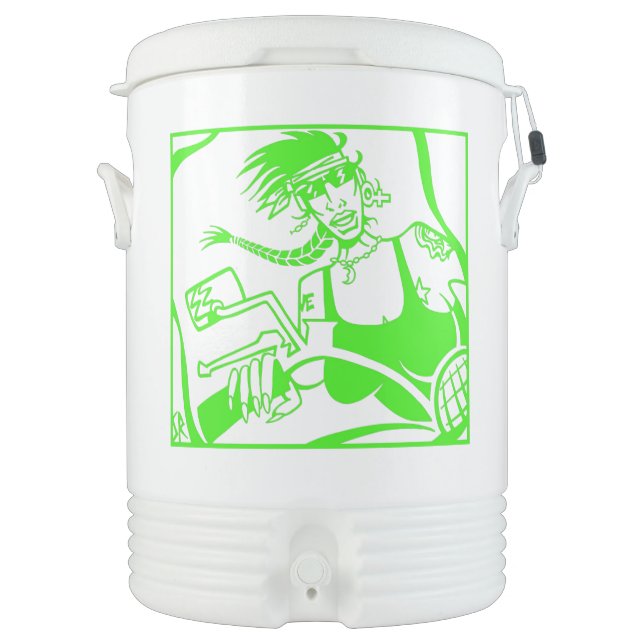 Biker Chick green Igloo beverage cooler 10 gallon (Front)