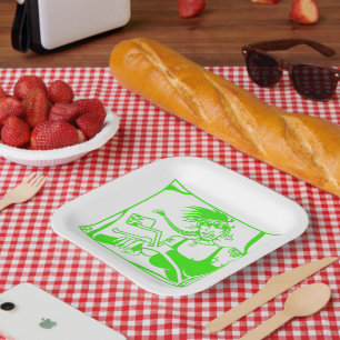 Biker Chick green square paper plates