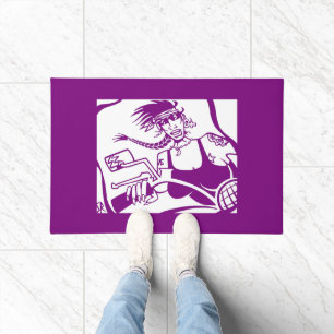 Biker Chick purple and white doormat