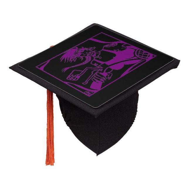 Biker Chick purple black graduation cap (Angled)