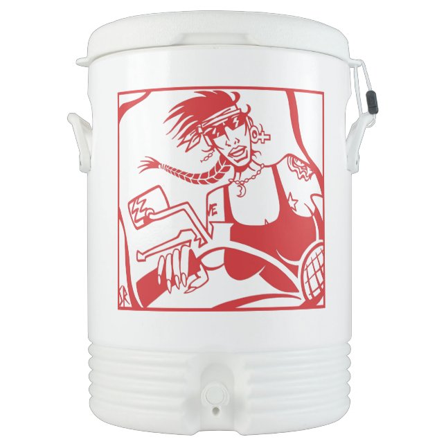 Biker Chick red Igloo beverage cooler 10 gallon (Front)
