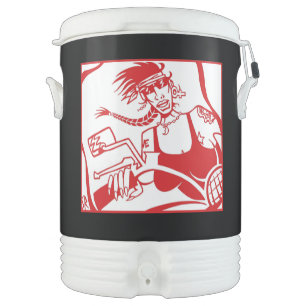 Biker Chick red white black Igloo beverage cooler
