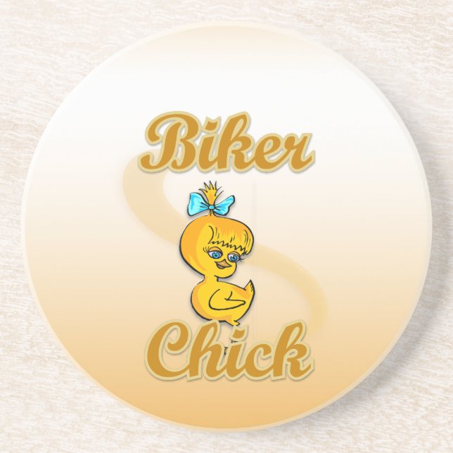 Biker Chick Sandstone Coaster (Front)