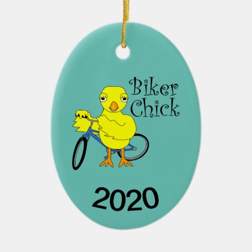 Biker Chick Text Ceramic Ornament