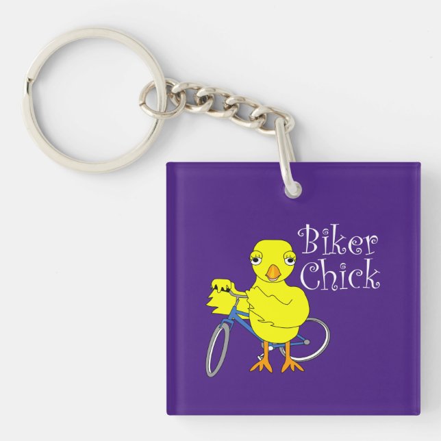 Biker Chick Text Keychain (Front)