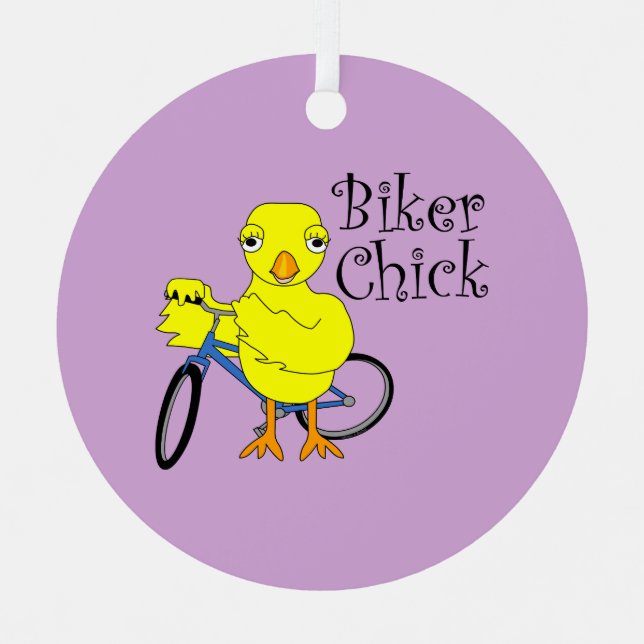 Biker Chick Text Metal Ornament (Front)