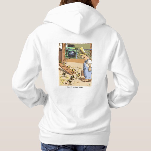 Biker Chicks women white hooded sweatshirt back (Back)