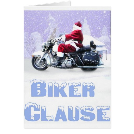 biker clause greeting card | Zazzle