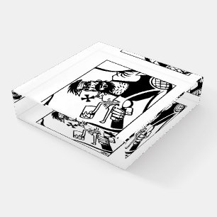Biker clear glass square paperweight