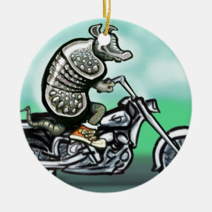 Biker Club Dillo Ceramic Ornament