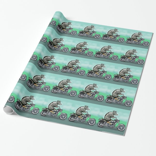 Biker Club Dillo Wrapping Paper (Unrolled)