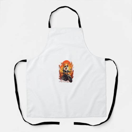 Biker Corgi Dog Riding Motorcycle Apron