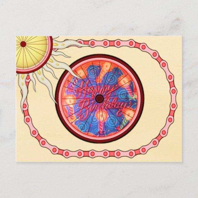 Biker Cyclist Happy Birthday Postcard (Front)