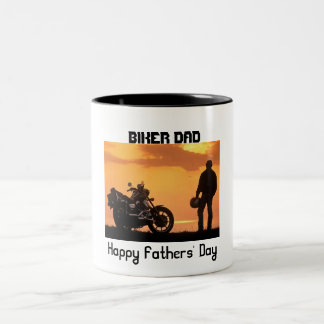 Biker Dad, Happy Fathers' Day Two-Tone Coffee Mug
