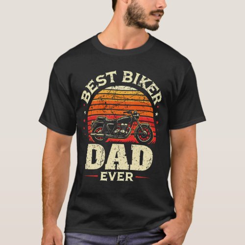 Biker Dad Vintage Motorcycle Sunset Motorbike T_Shirt