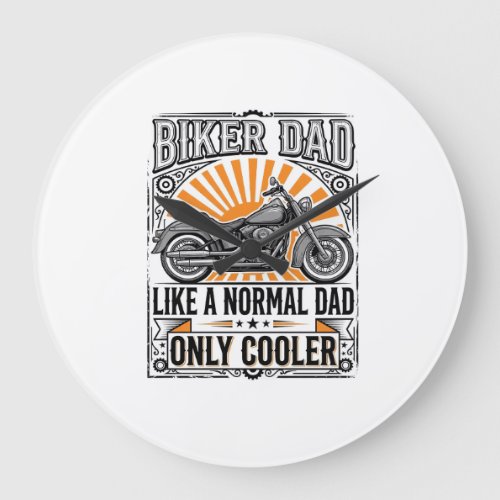 Biker Dad Vintage Motorcycle Vector Design_1 Large Clock