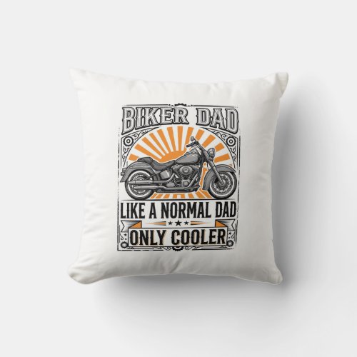 Biker Dad Vintage Motorcycle Vector Design_1 Throw Pillow