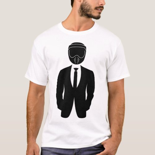 Biker Dapper Gentleman In Suit Motorcycle Helmet T_Shirt