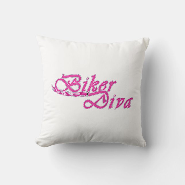 Biker Diva Throw Pillow (Front)