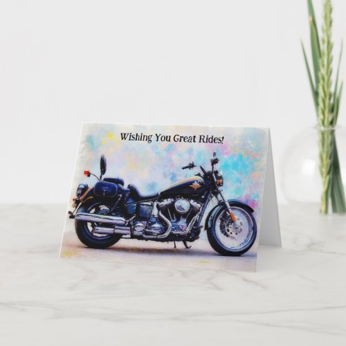 Biker Dream Motorcycle Vintage Style Art Birthday Card