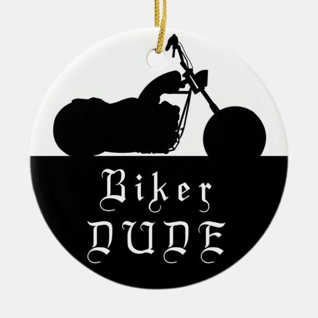 Biker DUDE  Motorcycle Custom Photo Ornament (Front)