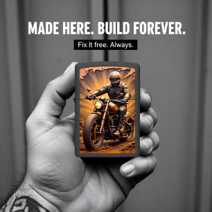 Biker Dusty Sunset Open Road Zippo Lighter