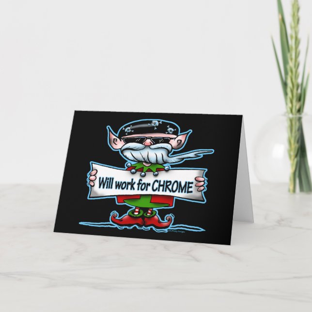 Biker Elf customizable holiday gifts Card (Front)