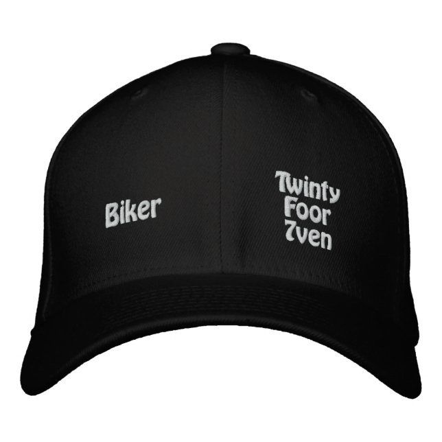 Biker Embroidered Baseball Hat (Front)