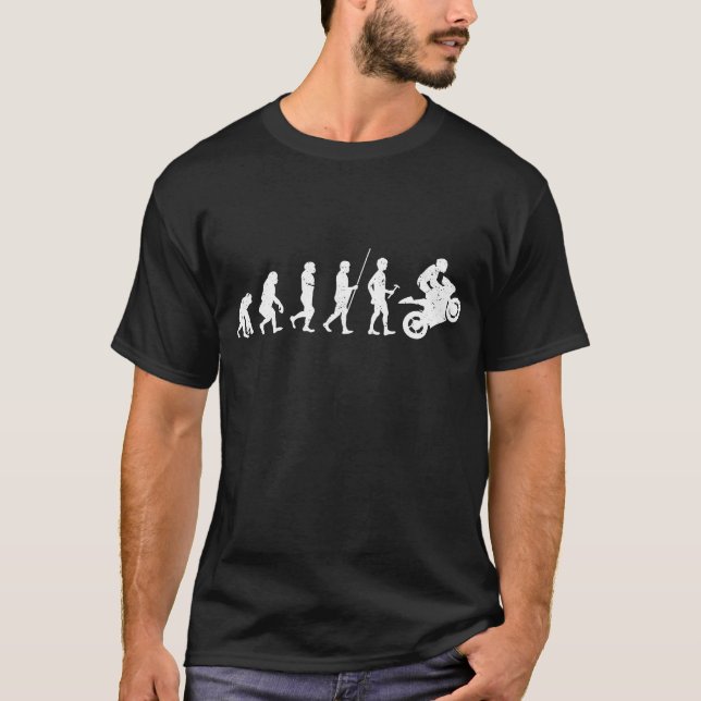 Biker Evolution with Wheelie Motorcycle T-Shirt (Front)