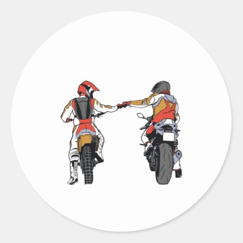 Biker fist bump classic round sticker