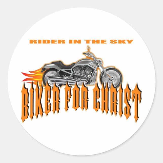 Biker For Christ Classic Round Sticker (Front)
