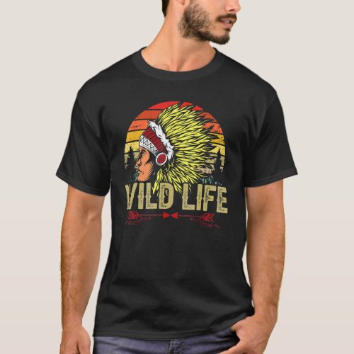 Biker  For Men Indian Native American Skull Wild L T_Shirt