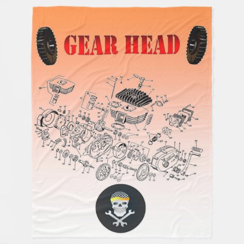 BIKER GEAR HEAD FLEECE BLANKET