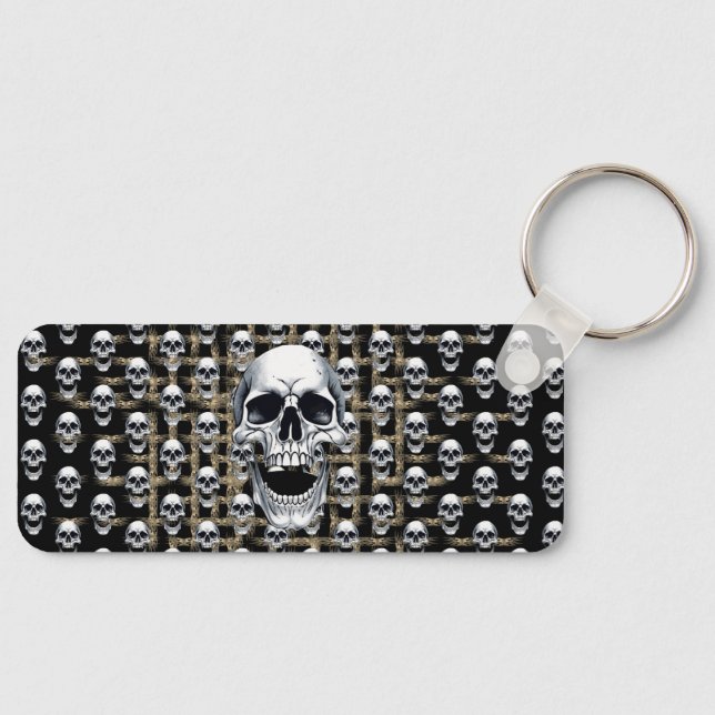 Biker Gear Skull Pattern Flames Motorcycle Rider K Keychain (Front)