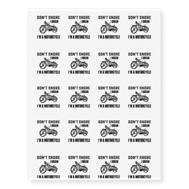 Biker Gify I Dream I'm A Motorcycle Temporary Tattoos (Front)