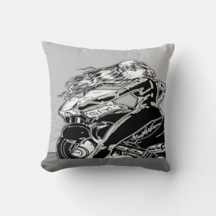 Biker Girl Pillow