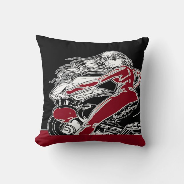 Biker Girl Pillow (Front)