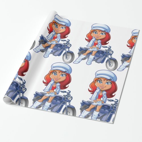 Biker Girl Wrapping Paper