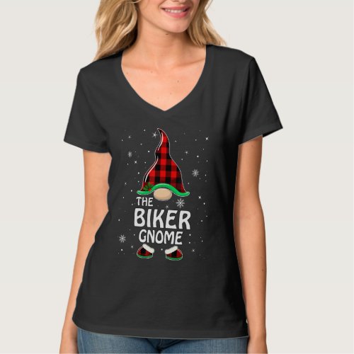 Biker Gnome Buffalo Plaid Matching Family Christma T_Shirt