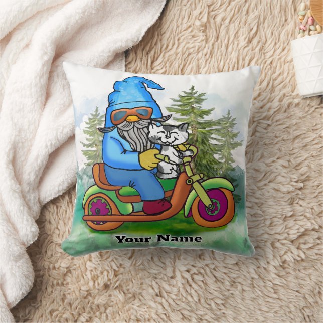 Biker gnome throw pillow (Blanket)