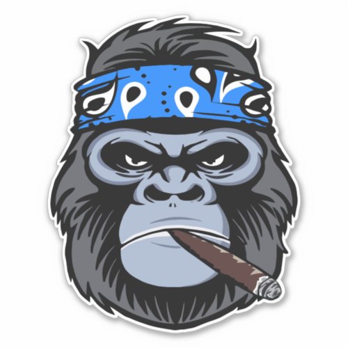 Biker gorilla ape smoking cigar animal art sticker