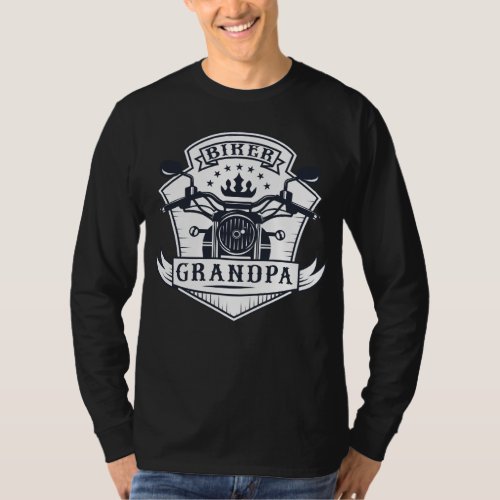 Biker Grandpa Badge Motorcycle Rider T_Shirt