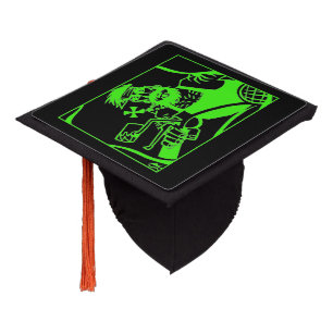 Biker green black graduation cap