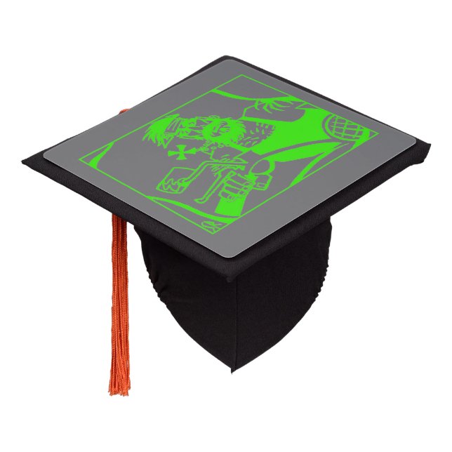 Biker green gray graduation cap (Angled)