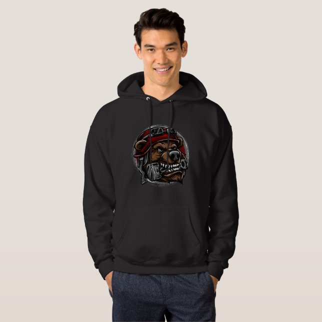 Biker Grizzly Piston Power Hoodie (Front Full)