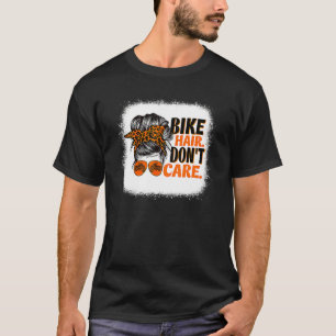 Biker Hair Don't Care For Bike Messy Bun Mother's T-Shirt