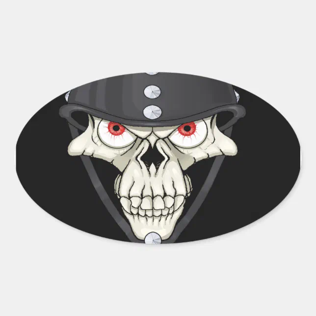 Biker Helmet Skull design for Motorcycle Riders Oval Sticker | Zazzle