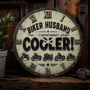 Biker Husband Gift Funny Motorcycle Lover Gift Large Clock